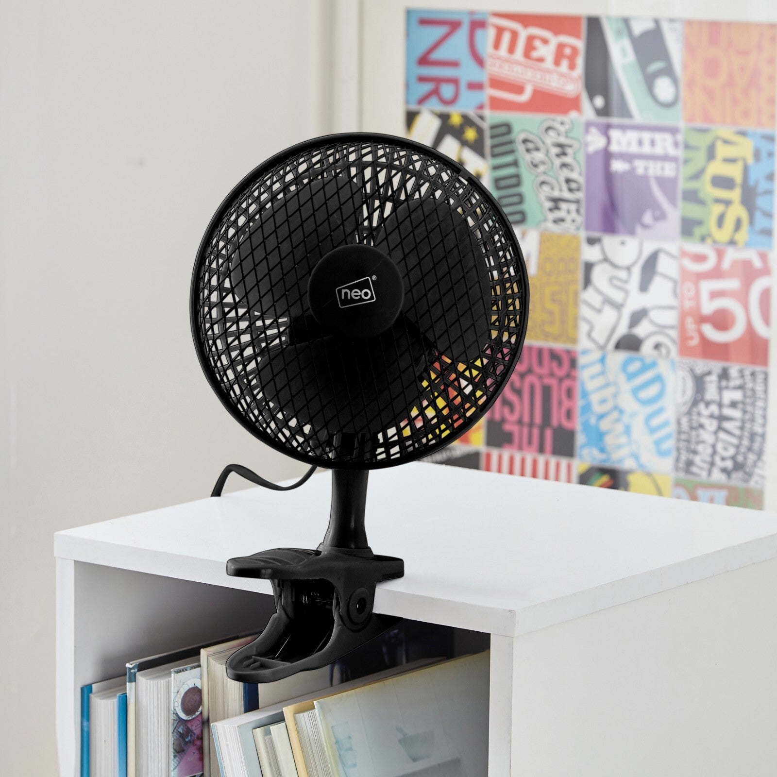Neo Mini Fan Portable Desktop Clip Base Mount Desk 2 Speed 360 Adjustable Cool