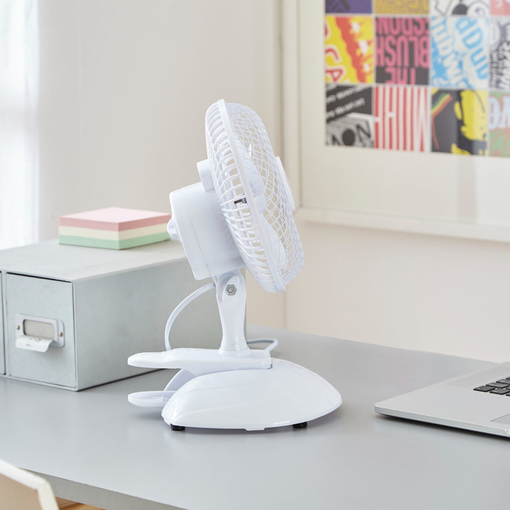 Neo Mini Fan Portable Desktop Clip Base Mount Desk 2 Speed 360 Adjustable Cool