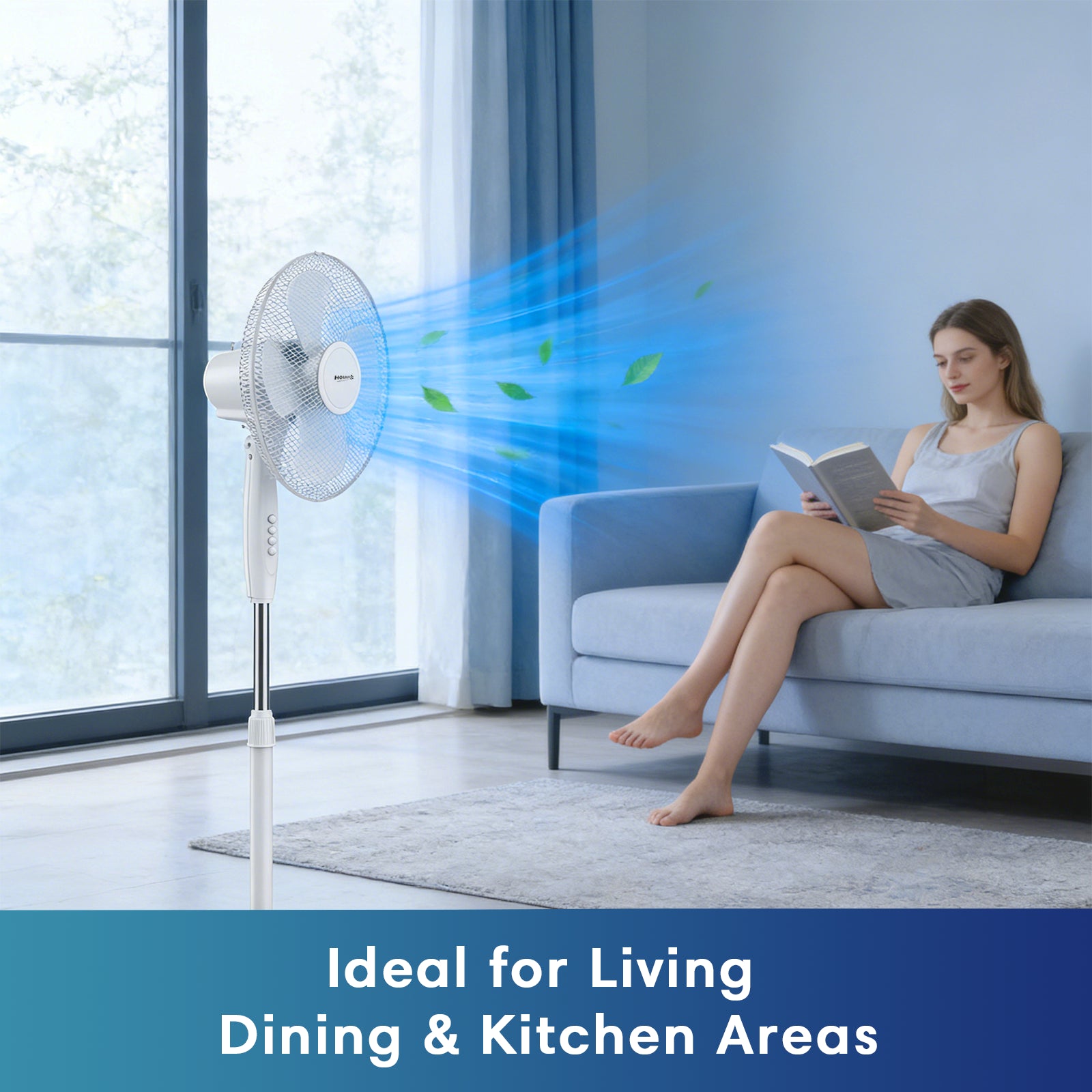 Oscillating Pedestal Fan 16" Portable 3 Speed Cooling Silent Fan Floor Standing