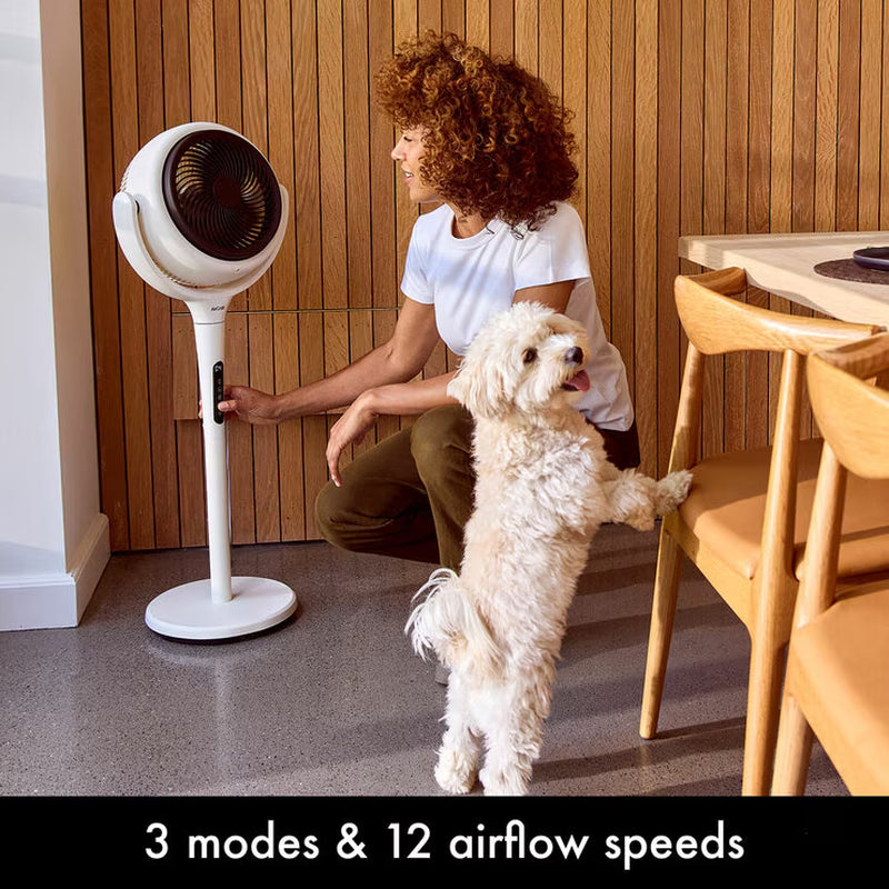 LUME Ultra Quiet 2 in 1 Air Circulator Fan with Remote & LED Backlight in Stone White