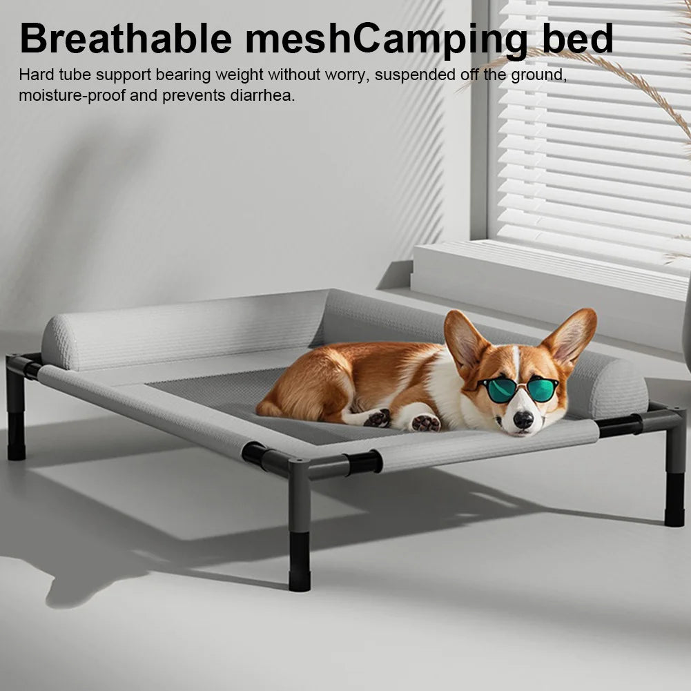 Raised Mesh Breathable Dog Bed with Removable Washable Bolsters Cooling Dog Cat Cot Breathable Pet Sofa Cot for Indoor & Outdoor