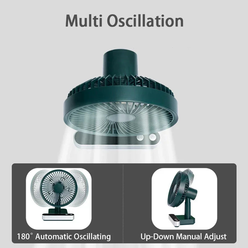 USB Rechargeable Oscillating Desk Fan 4 Speed Settings 5000Mah Mini Table Cooling Fan Adjustable Head Home Office Personal Fan