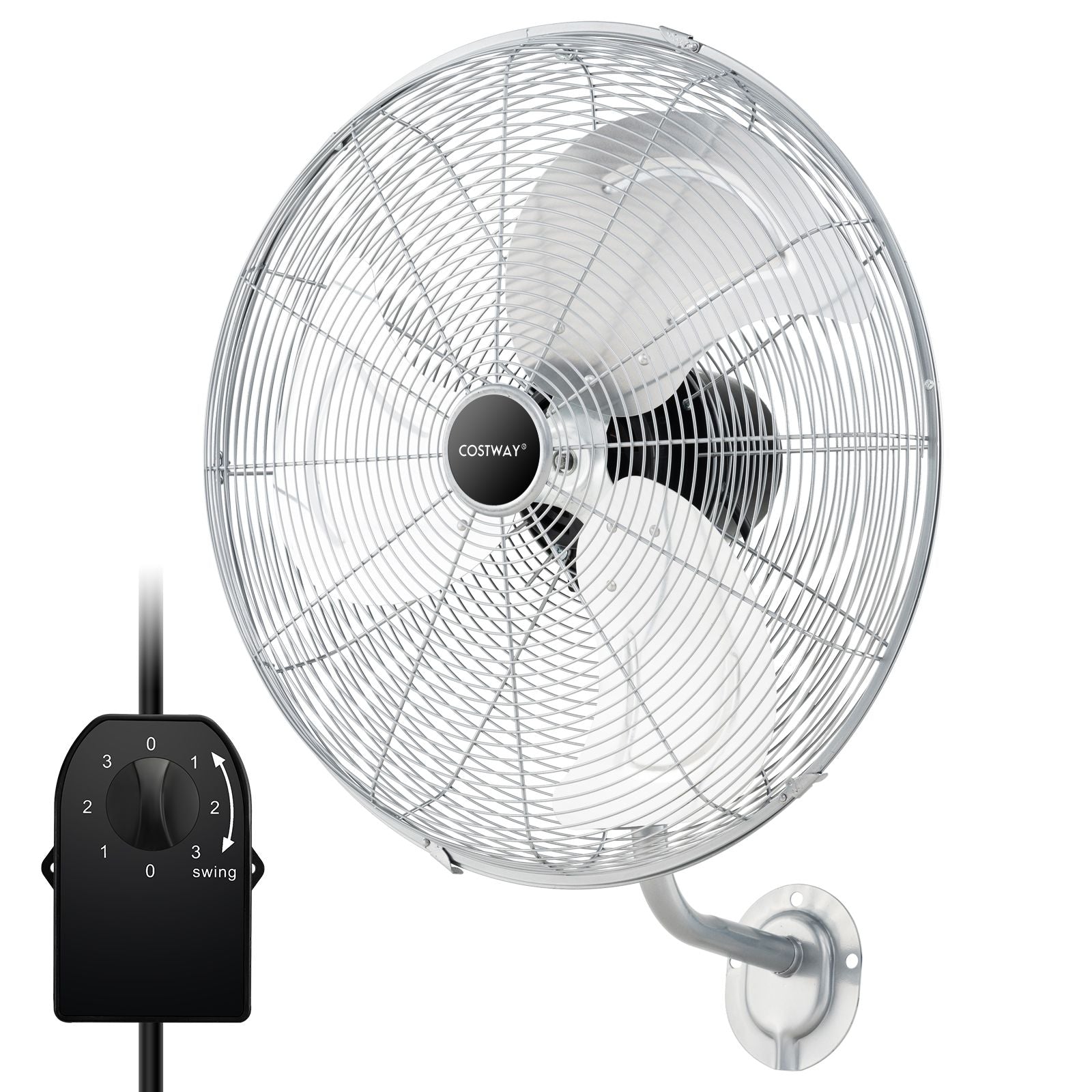 20 Inch Heavy Duty Metal Wall Mount Fan with 3 Fan Speeds