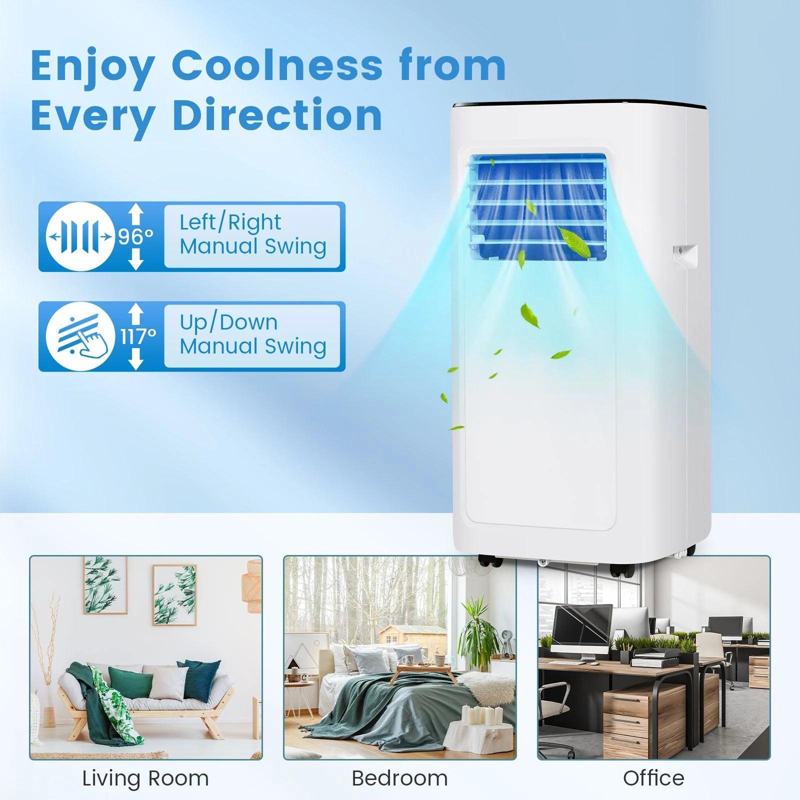 8000 BTU Portable Air Conditioner with Dehumidifier Fan and Sleep Mode