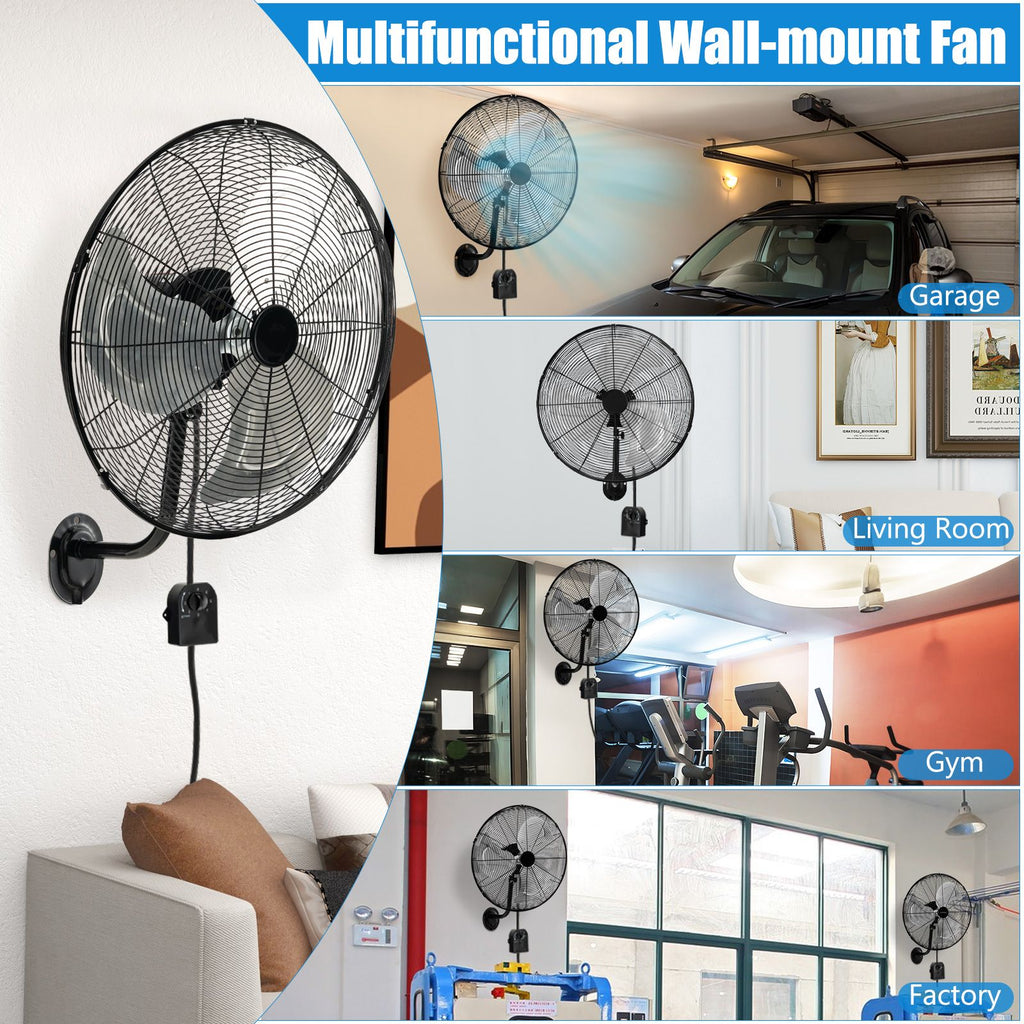 20 Inch Heavy Duty Metal Wall Mount Fan with 3 Fan Speeds