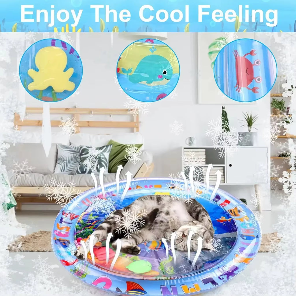 Pet Sensory Water Mat Thickened Inflatable Sea Ocean Water Mat for Cat Pet Supplies Cleaning Cooling Mat Cat Pets Accessories