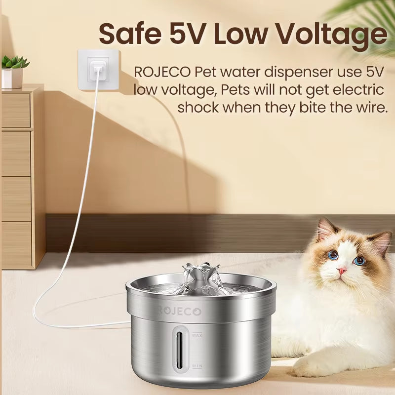 Stainless Steel Pet Water Fountain Automatic Cat Drinking Fountain for Pet Dogs Drinker Rechargeable Pet Water Purifier
