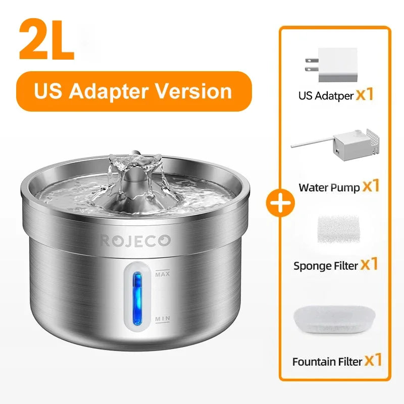 Stainless Steel Pet Water Fountain Automatic Cat Drinking Fountain for Pet Dogs Drinker Rechargeable Pet Water Purifier