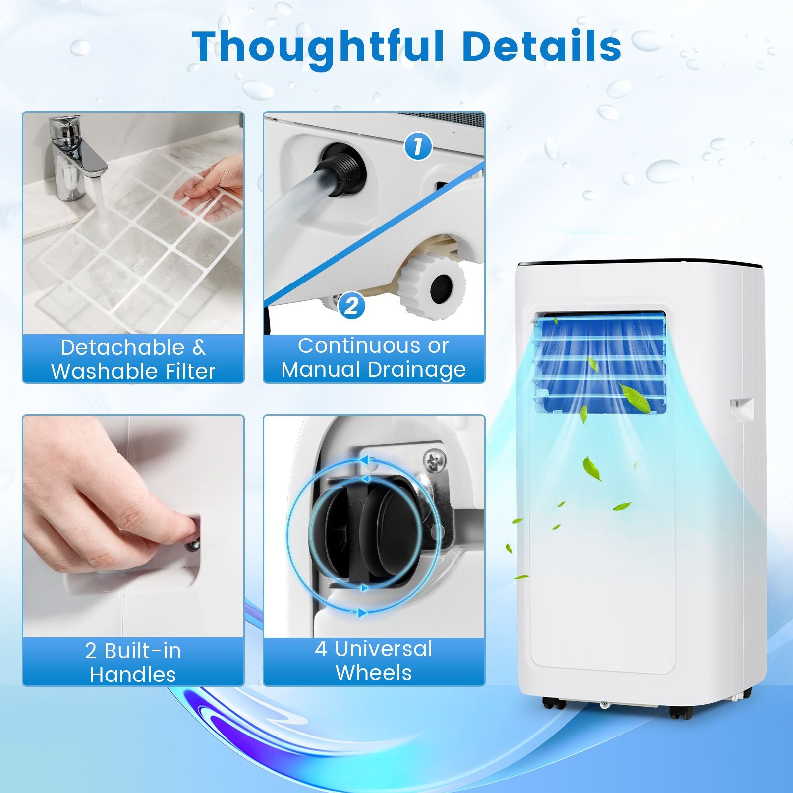 8000 BTU Portable Air Conditioner with Dehumidifier Fan and Sleep Mode
