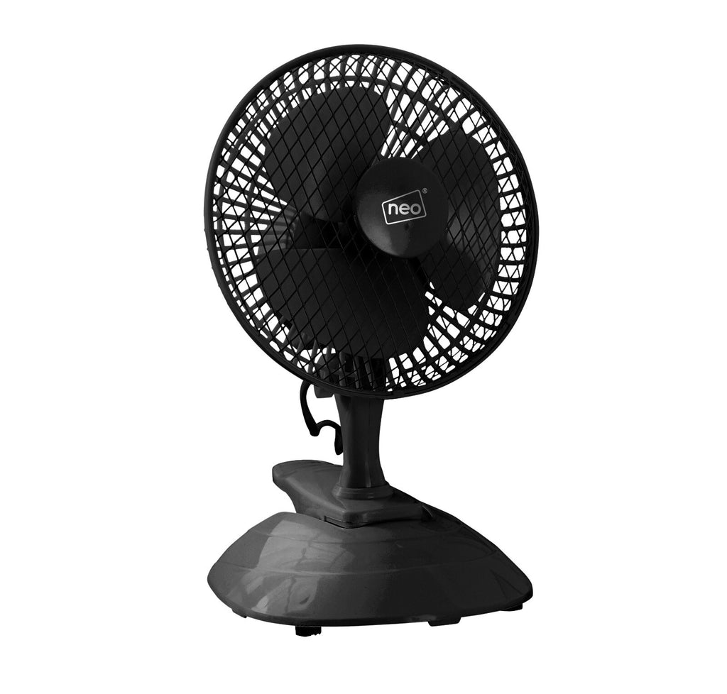 Neo Mini Fan Portable Desktop Clip Base Mount Desk 2 Speed 360 Adjustable Cool