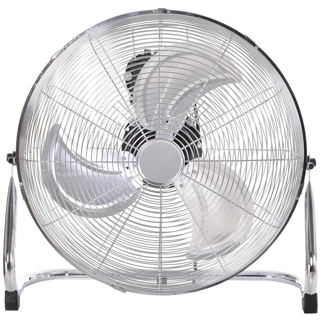 20" Chrome Metal Floor Fan with Tilting, High Velocity, 3 Speed, Portable Gym Fan for Home Office