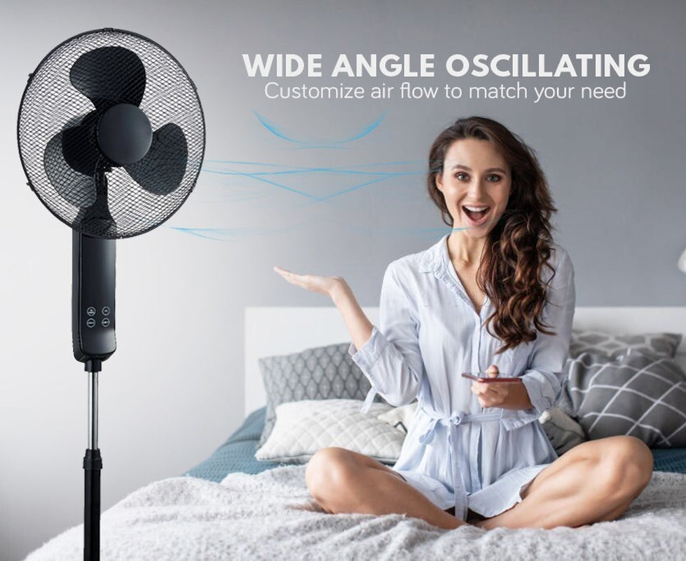 16" PEDESTAL OSCILLATING STANDING COOLING FAN COOL AIR REMOTE CONTROL with TIMER
