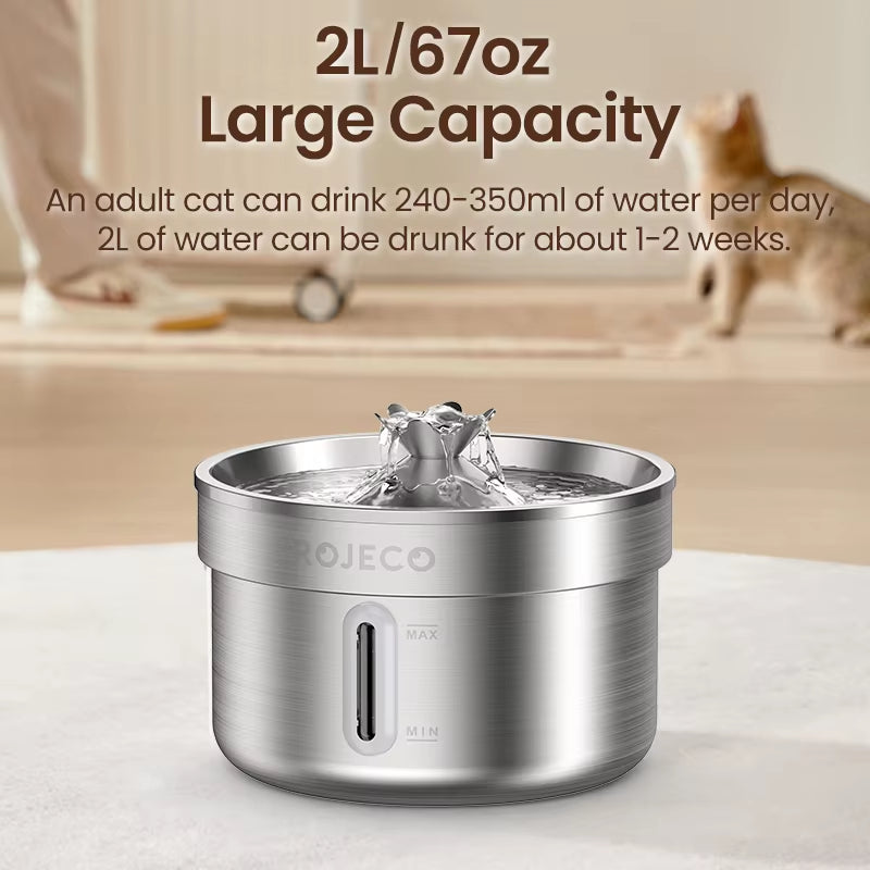 Stainless Steel Pet Water Fountain Automatic Cat Drinking Fountain for Pet Dogs Drinker Rechargeable Pet Water Purifier