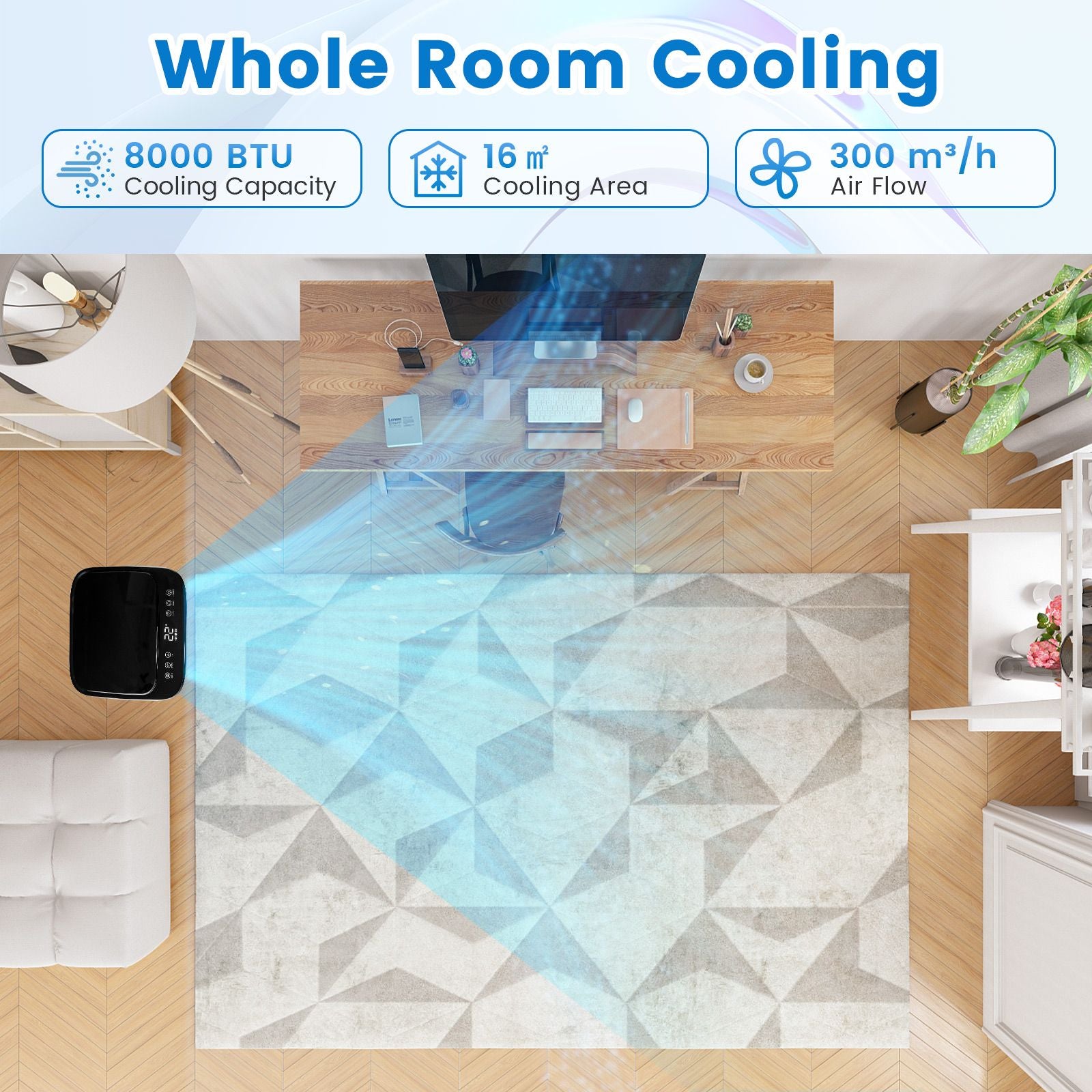 8000 BTU Portable Air Conditioner with Dehumidifier Fan and Sleep Mode