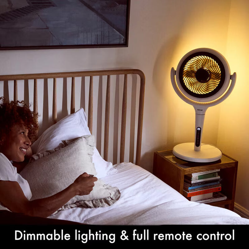 LUME Ultra Quiet 2 in 1 Air Circulator Fan with Remote & LED Backlight in Stone White