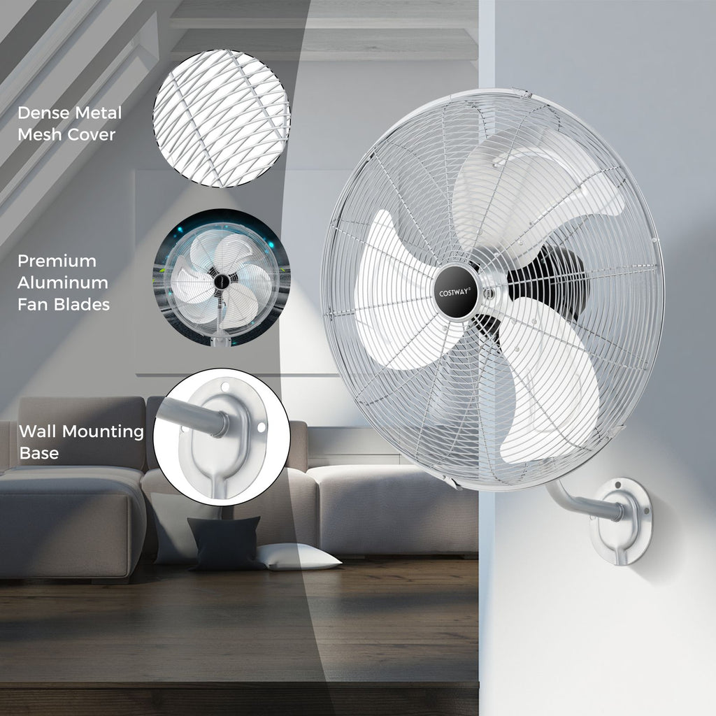 20 Inch Heavy Duty Metal Wall Mount Fan with 3 Fan Speeds