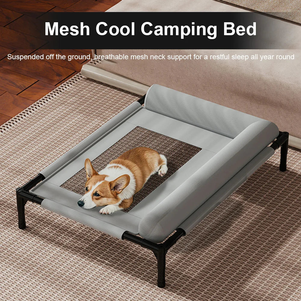 Raised Mesh Breathable Dog Bed with Removable Washable Bolsters Cooling Dog Cat Cot Breathable Pet Sofa Cot for Indoor & Outdoor