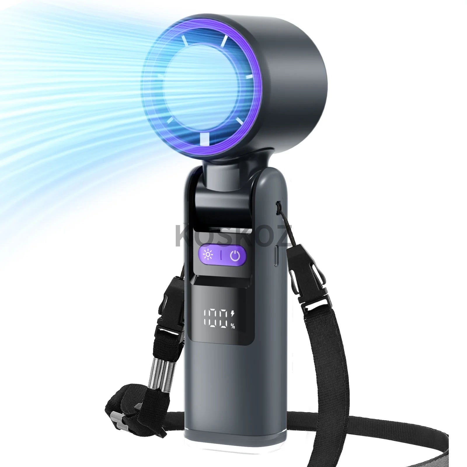 Portable Handheld Turbo Fan - 5 Gear High Speed 4000Mah Rechargeable Mini Personal Hand Fan with Flashlight and Cooling, Travel