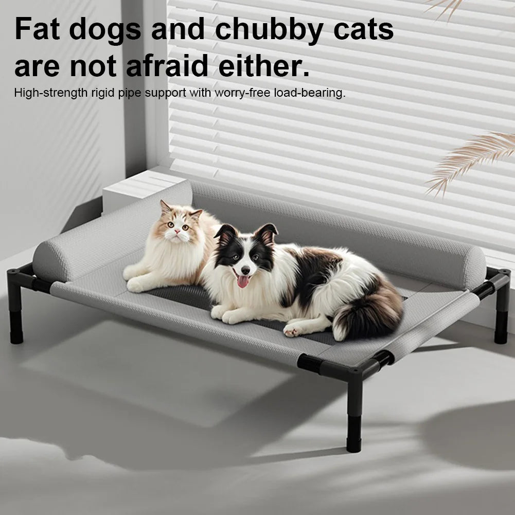 Raised Mesh Breathable Dog Bed with Removable Washable Bolsters Cooling Dog Cat Cot Breathable Pet Sofa Cot for Indoor & Outdoor