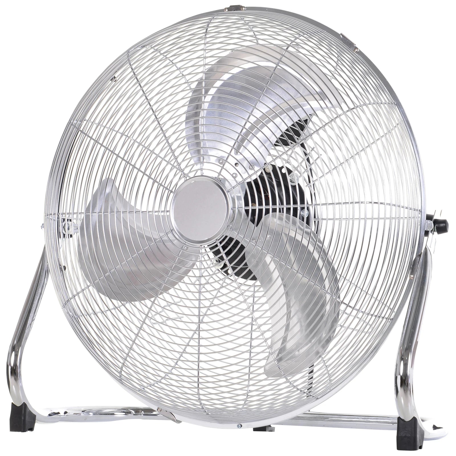 20" Chrome Metal Floor Fan with Tilting, High Velocity, 3 Speed, Portable Gym Fan for Home Office