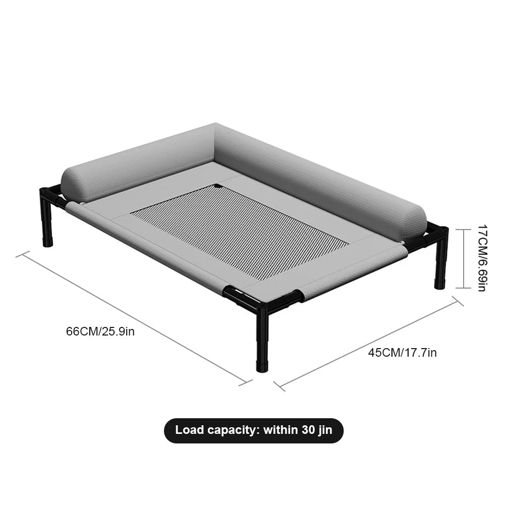Raised Mesh Breathable Dog Bed with Removable Washable Bolsters Cooling Dog Cat Cot Breathable Pet Sofa Cot for Indoor & Outdoor