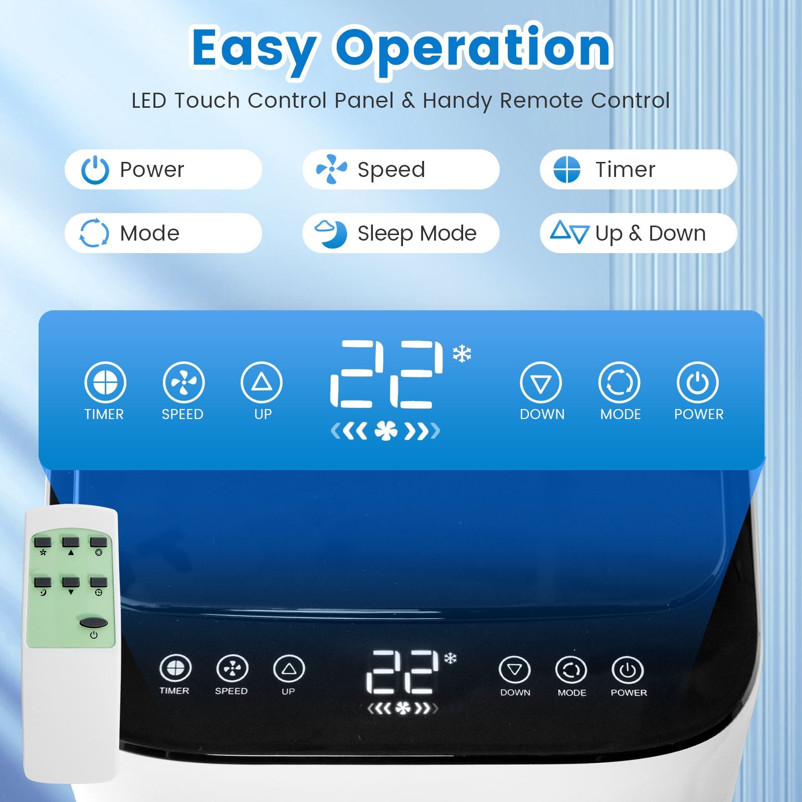 8000 BTU Portable Air Conditioner with Dehumidifier Fan and Sleep Mode