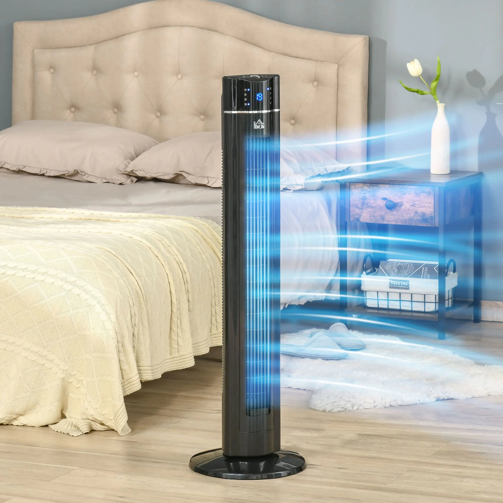 Tower Fan Anion Cooling Bedroom W/ Oscillating, Remote Controller, Black