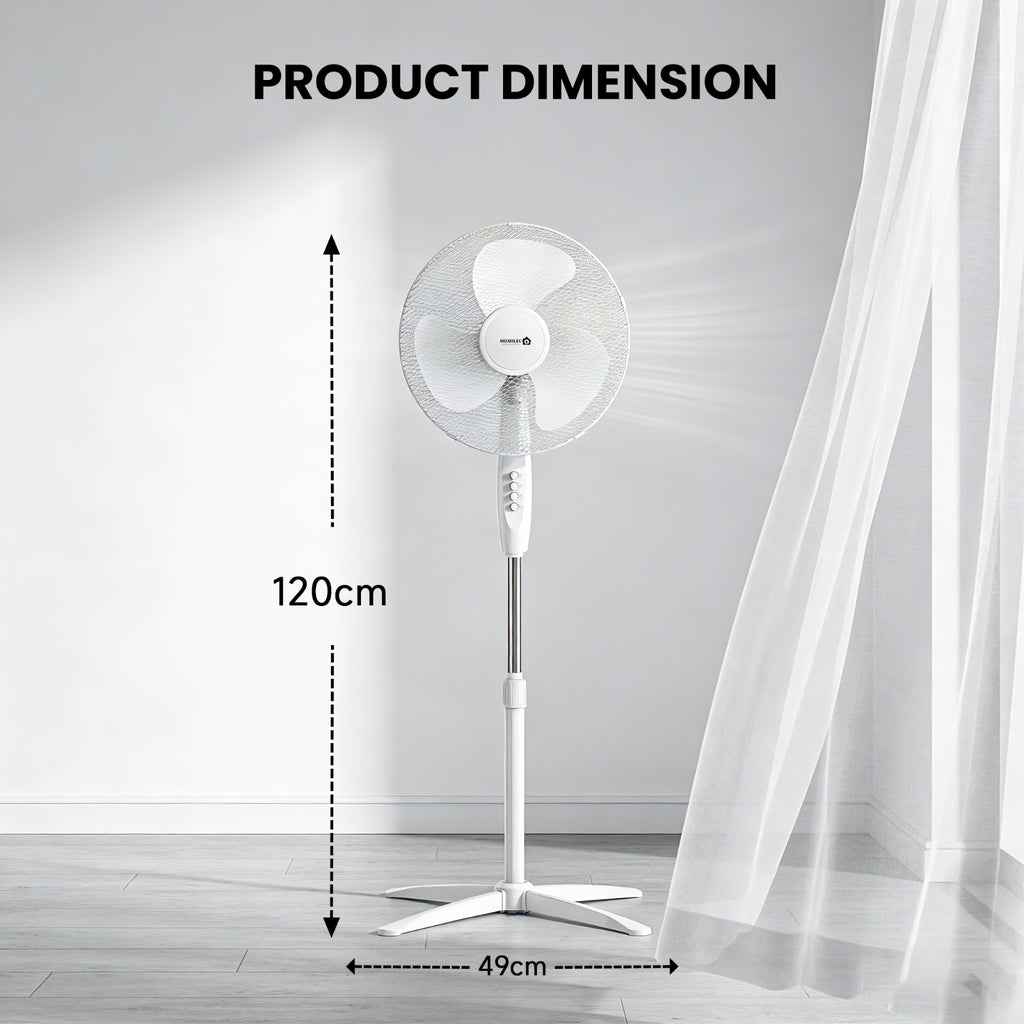 Oscillating Pedestal Fan 16" Portable 3 Speed Cooling Silent Fan Floor Standing