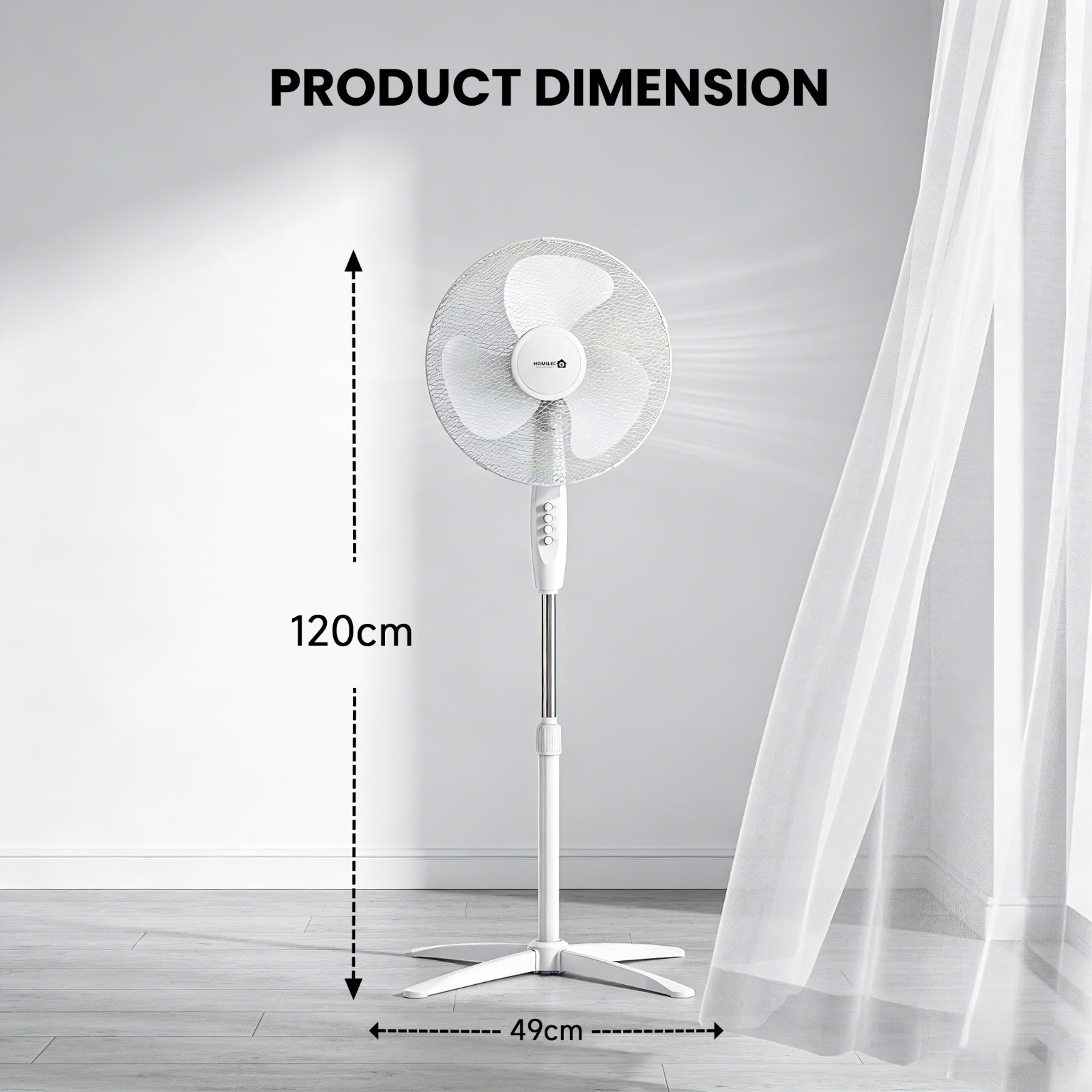 Oscillating Pedestal Fan 16" Portable 3 Speed Cooling Silent Fan Floor Standing