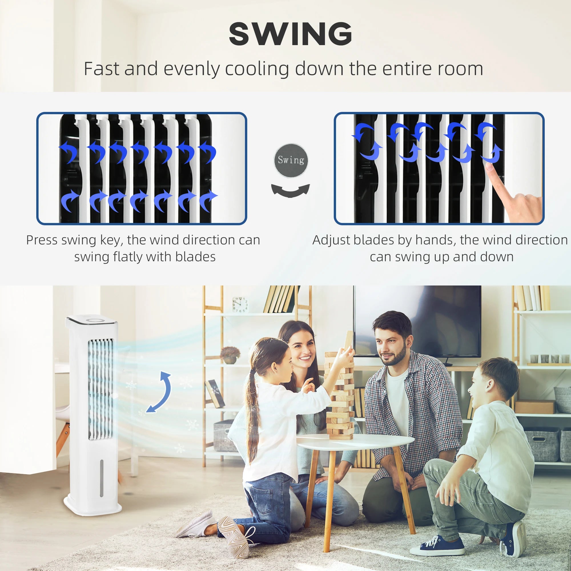Evaporative Air Cooler with Timer, Oscillating, Ice Cooling Tower Fan
