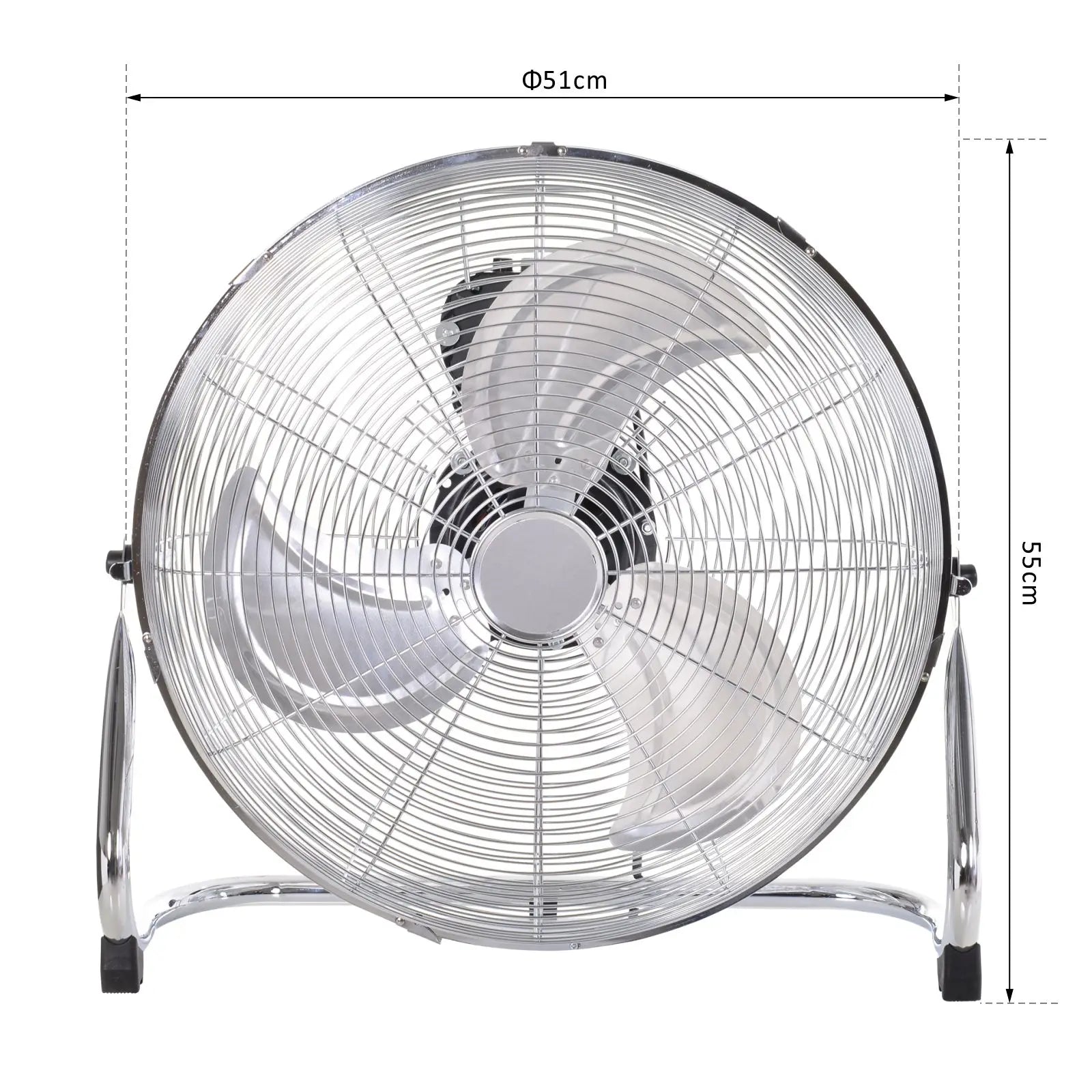 20" Chrome Metal Floor Fan with Tilting, High Velocity, 3 Speed, Portable Gym Fan for Home Office