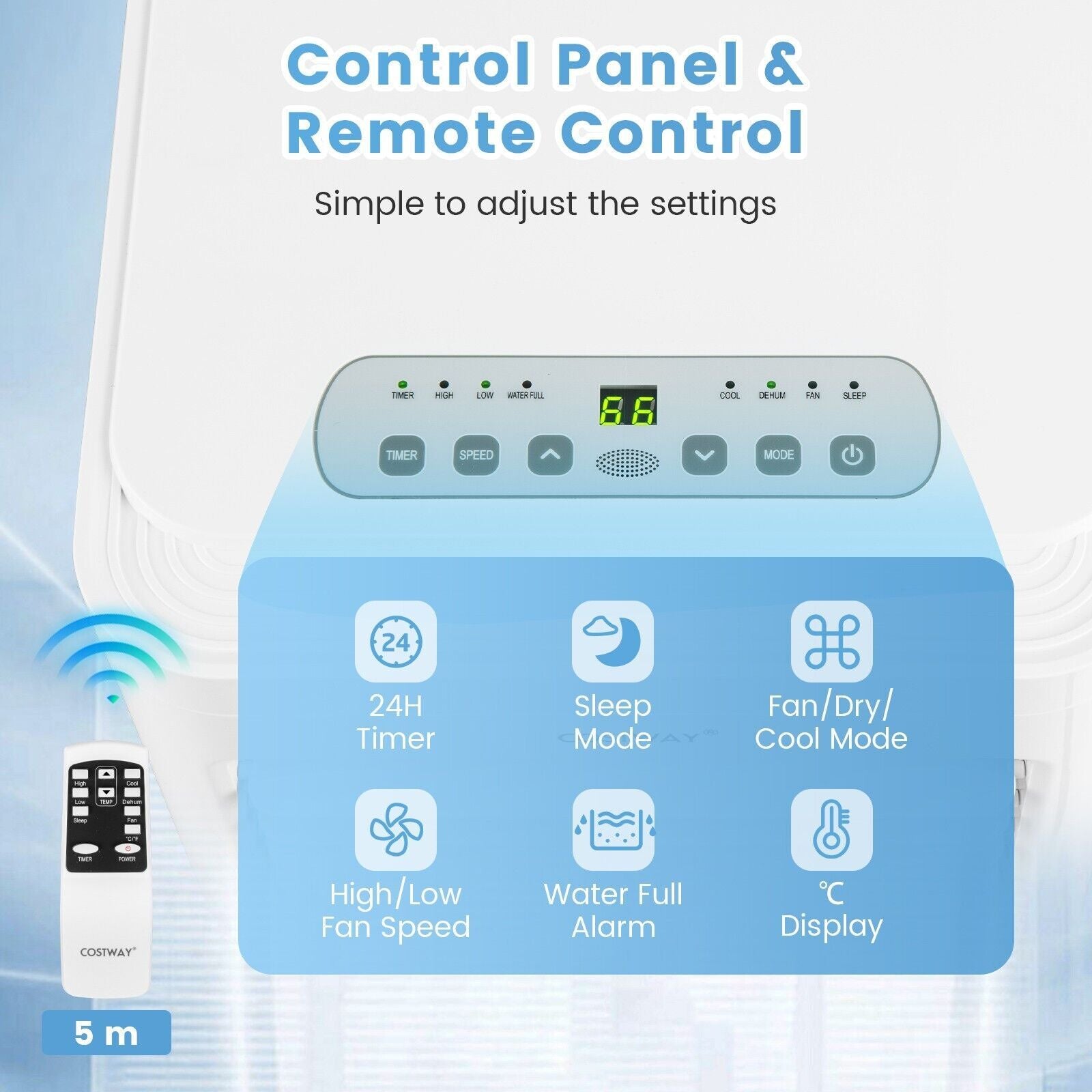 9000 BTU 4-In-1 Portable Air Conditioner with Sleep Mode