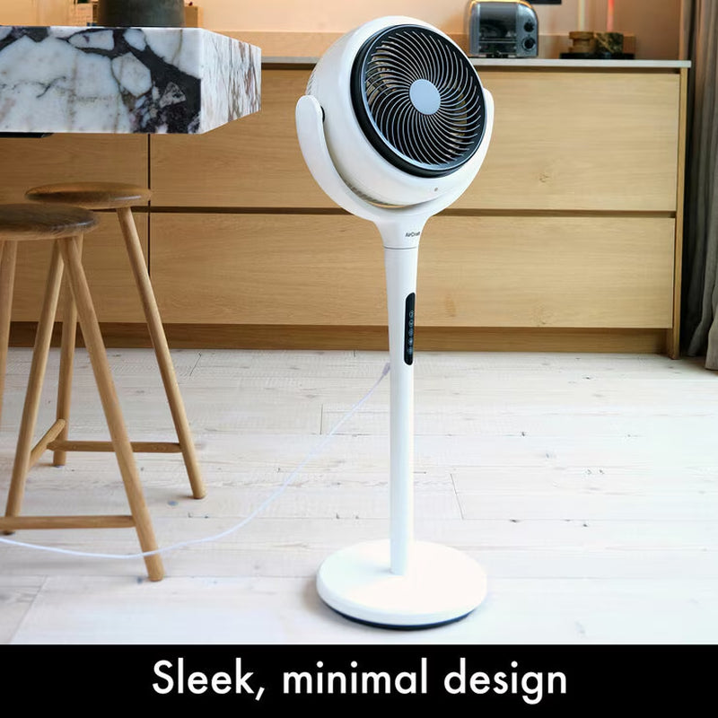 LUME Ultra Quiet 2 in 1 Air Circulator Fan with Remote & LED Backlight in Stone White