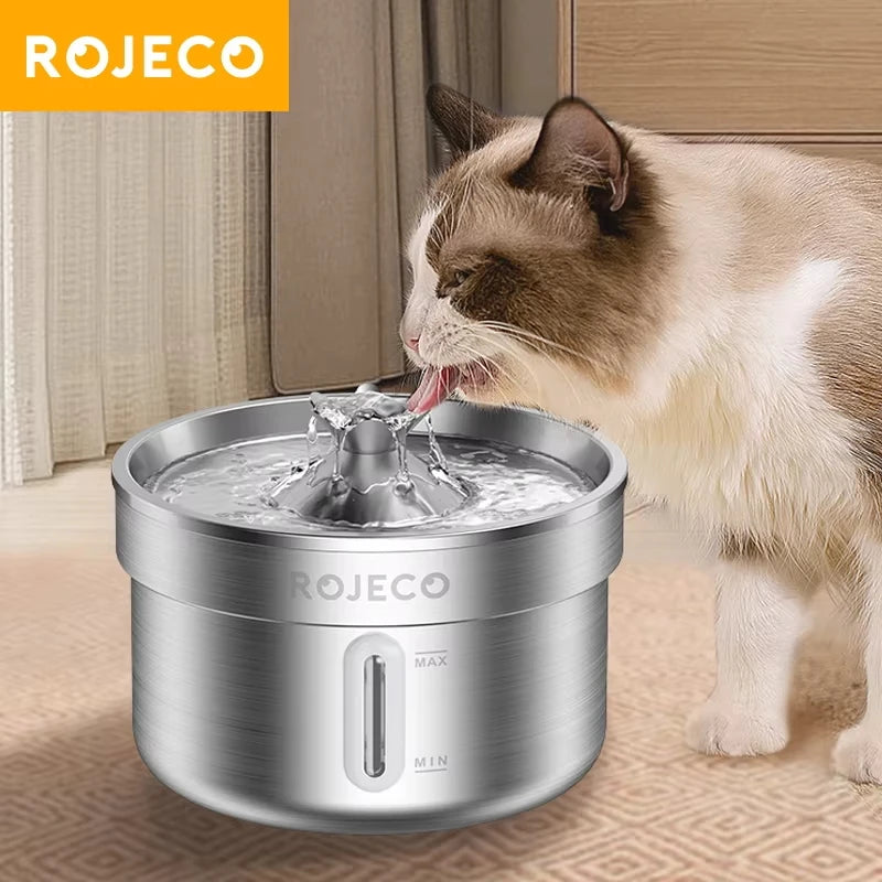 Stainless Steel Pet Water Fountain Automatic Cat Drinking Fountain for Pet Dogs Drinker Rechargeable Pet Water Purifier