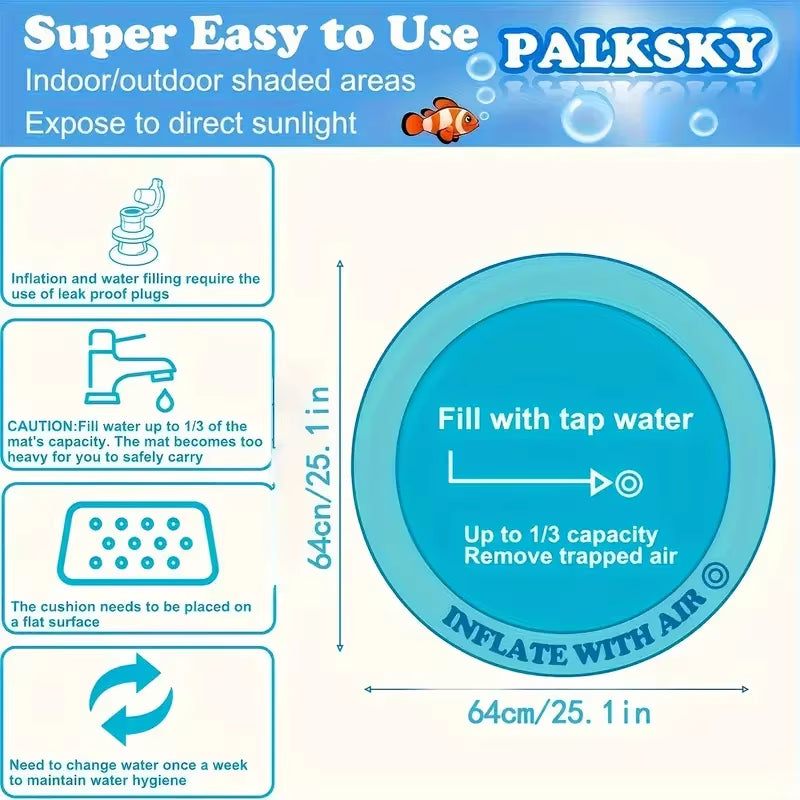 Pet Sensory Water Mat Thickened Inflatable Sea Ocean Water Mat for Cat Pet Supplies Cleaning Cooling Mat Cat Pets Accessories