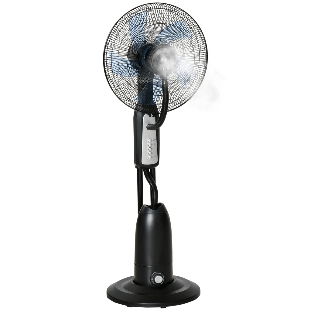 18 Pedestal Fan with Water Mist Spray, Standing Fan, Humidifying Misting Fan with 3 Speeds, 2.8L Water Tank, Black