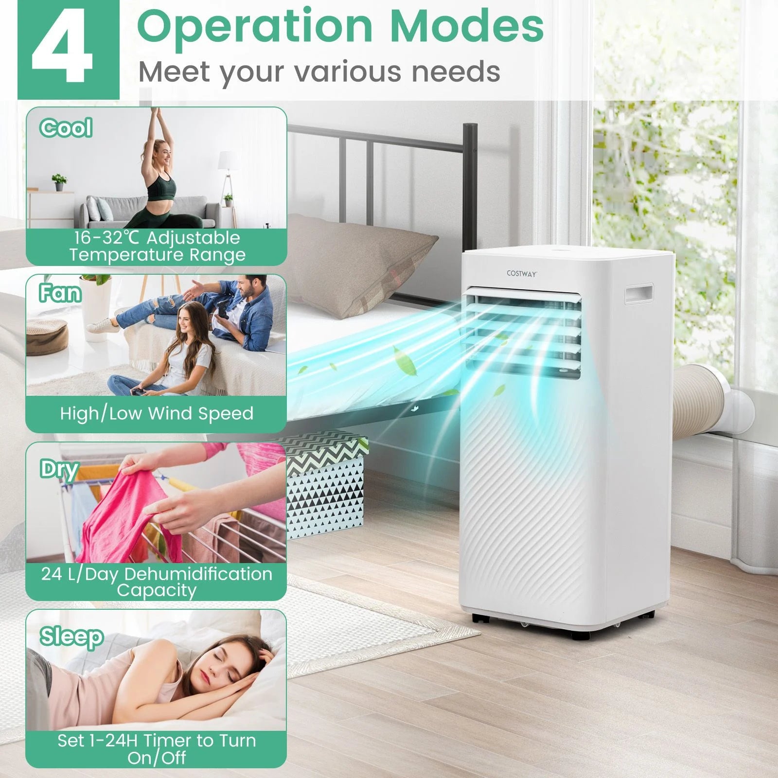 9000 BTU 3-In-1 Portable Air Conditioner with Sleep Mode