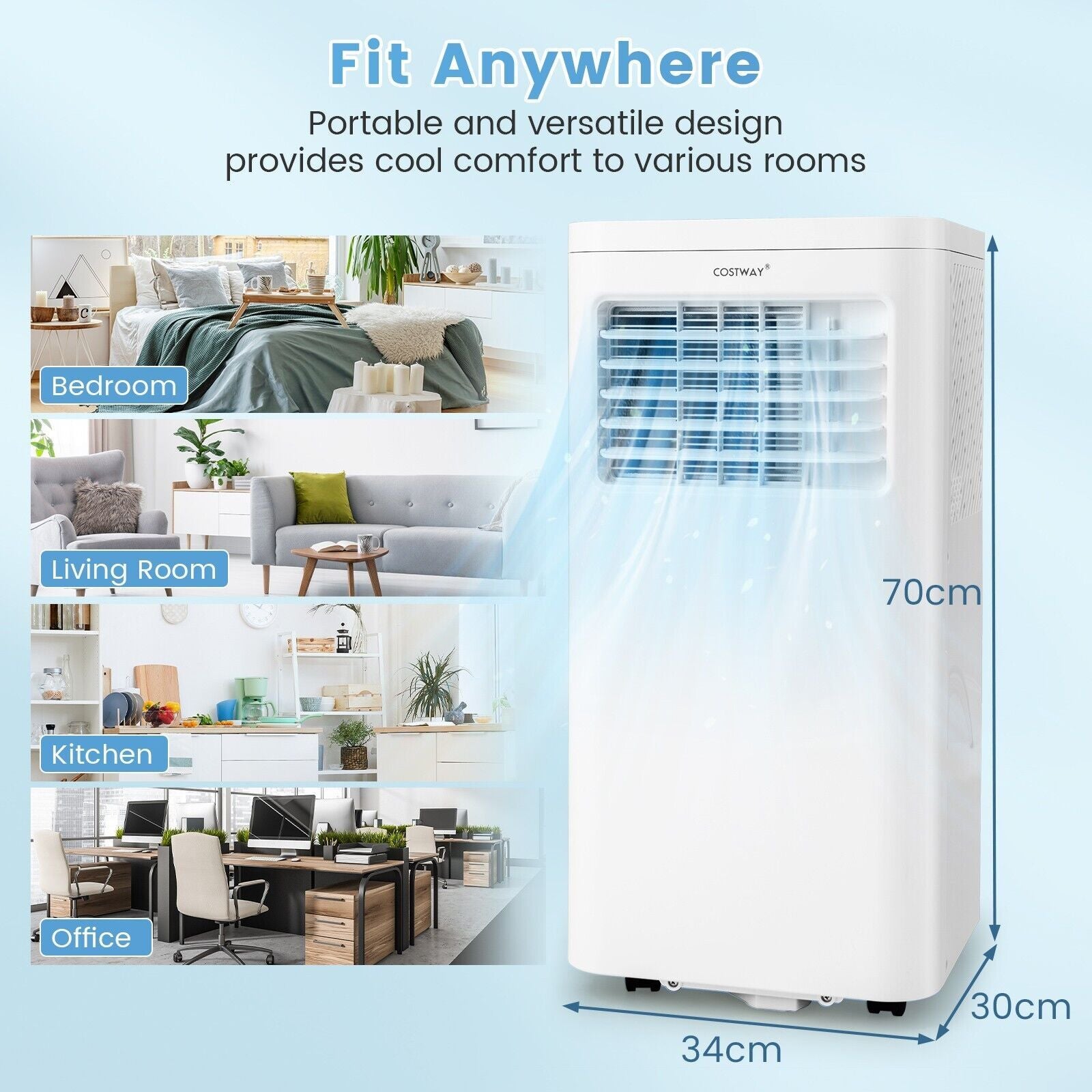 9000 BTU 4-In-1 Portable Air Conditioner with Sleep Mode